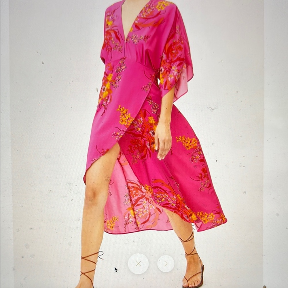 Jaline Resort Katherine Pink Silk Floral Dress size M